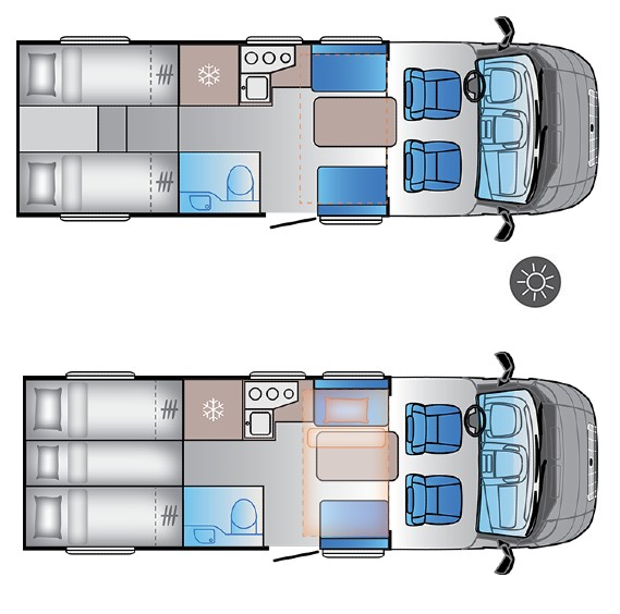 Plattegrond Sun Living S72DL  Automaat